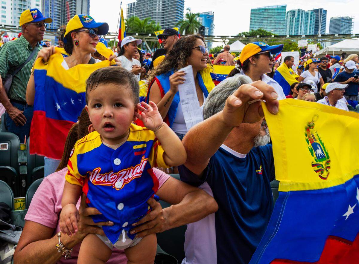 One year old Ian Serrano, was one of the thousands of exiled Venezuelans living in South Florida that attended the rally.