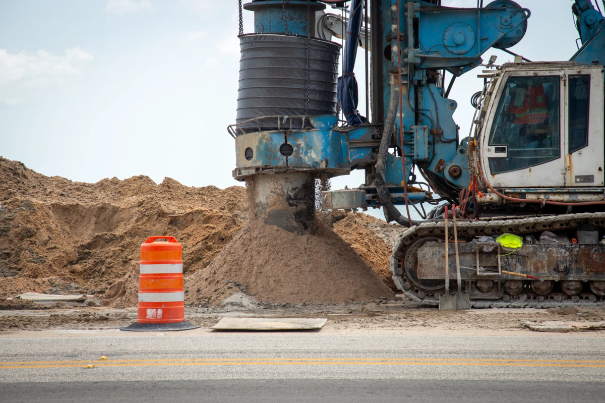 Workers install a buried seawall along State Road A1A in Ormond-by-the-Sea on June 9, 2025.