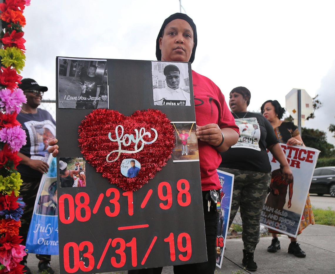 Latasha Henry, whose son Jesse Henry was killed March 31, 2019, on Wednesday joined a group of parents who lost their children to gun violence and feel forgotten each year when Parkland’s anniversary is marked.