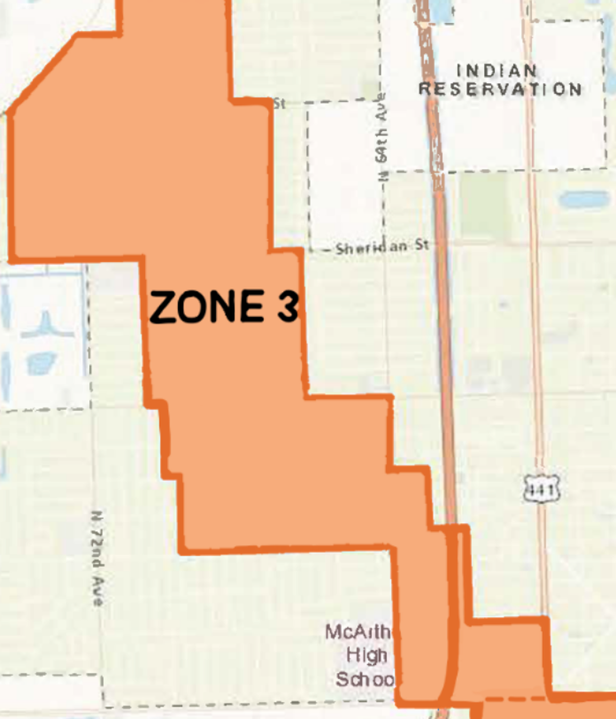 The Zone 3 of Hollywood’s shuttle micro-transit on-demand service mostly covers portions west of Florida’s Turnpike.