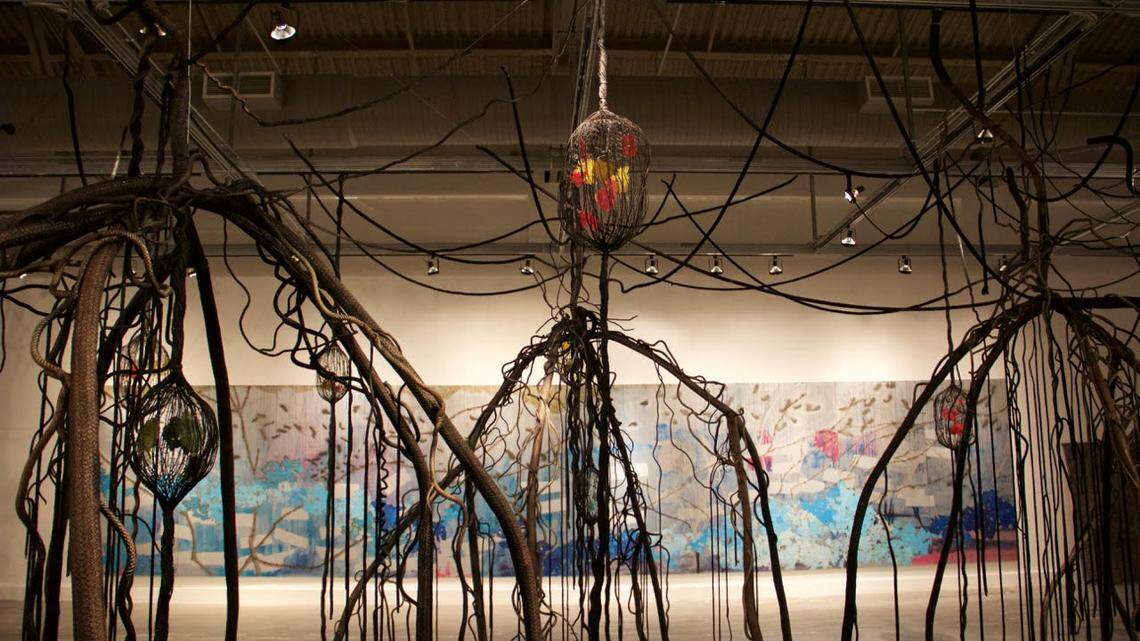 Mira Lehr’s “Follow the Red Thread” exhibition runs through Nov. 4, 2018, at MOCA in North Miami.