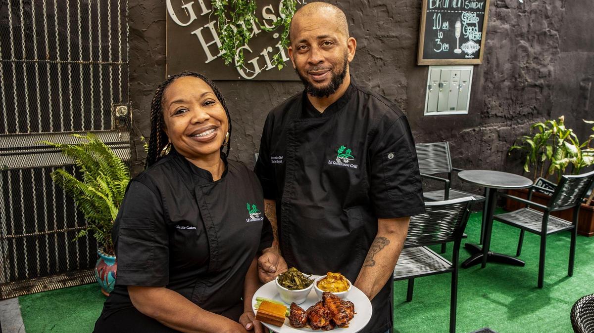 Nicole Gates and Karim Bryant, co-owners of Lil Greenhouse Grill in Overtown.
