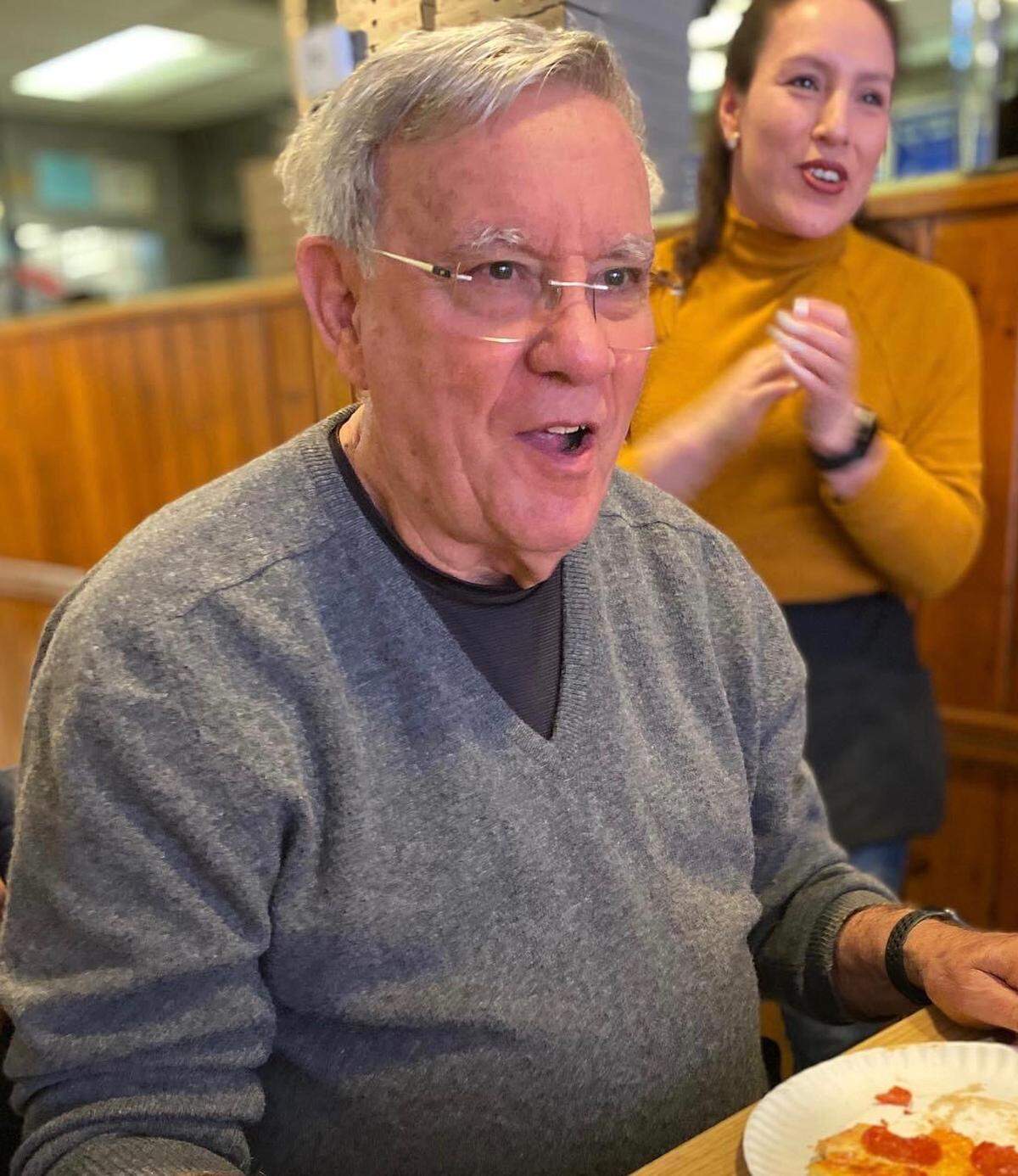 César Odio celebrating his 84th birthday at a local South Florida restaurant in January 2020.