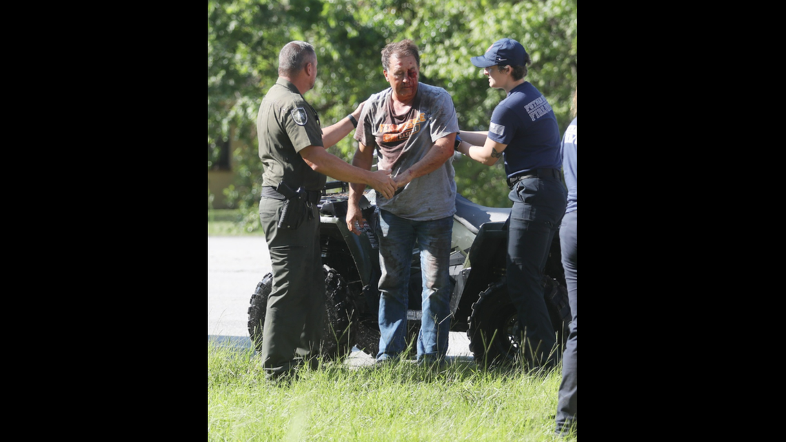 An ATV was used to bring the pilot out of the woods and he was “flown to a trauma hospital,” officials said.