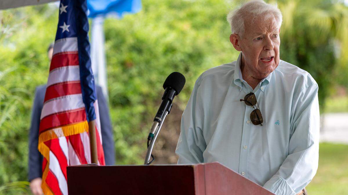 Mark Young, co-director of the Jimmy Ryce Center for Victims of Predatory Abduction, speaks at the unveiling ceremony of Jimmy Ryce Avenue at the intersection of Southwest 162nd Avenue and 232nd Street in Redland on Friday, June 5, 2026.