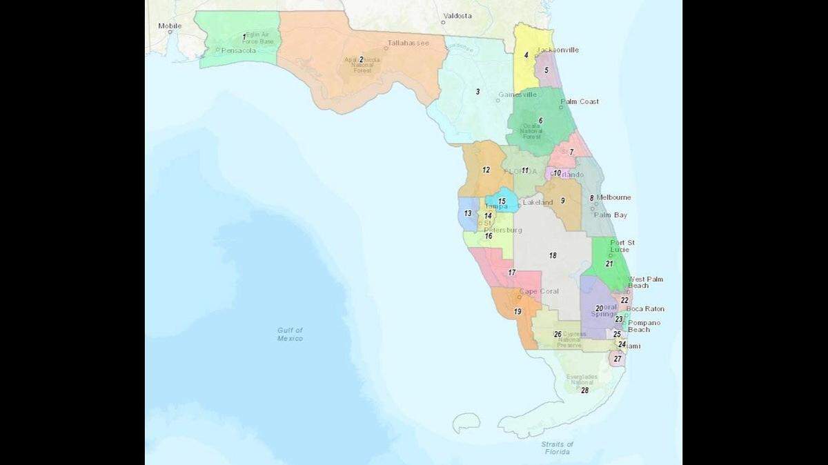 This is the congressional districts map submitted by Gov. Ron DeSantis and approved by the Legislature.