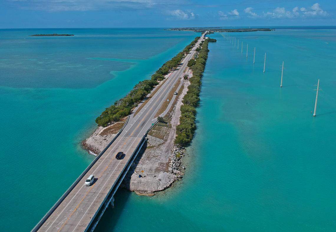 Vehicular traffic on the Overseas Highway was extremely light Tuesday, March 24, 2020, in Islamorada, Fla.