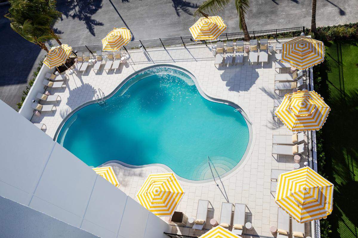 The small but serene pool at Cirque St. Armands is the perfect spot for a quiet dip and sunbathing.