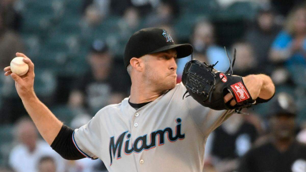 Miami Marlins pitcher Trevor Richards throws against the Chicago White Sox during the first inning at Guaranteed Rate Field on Monday, July 22, 2019, in Chicago, Illinois.