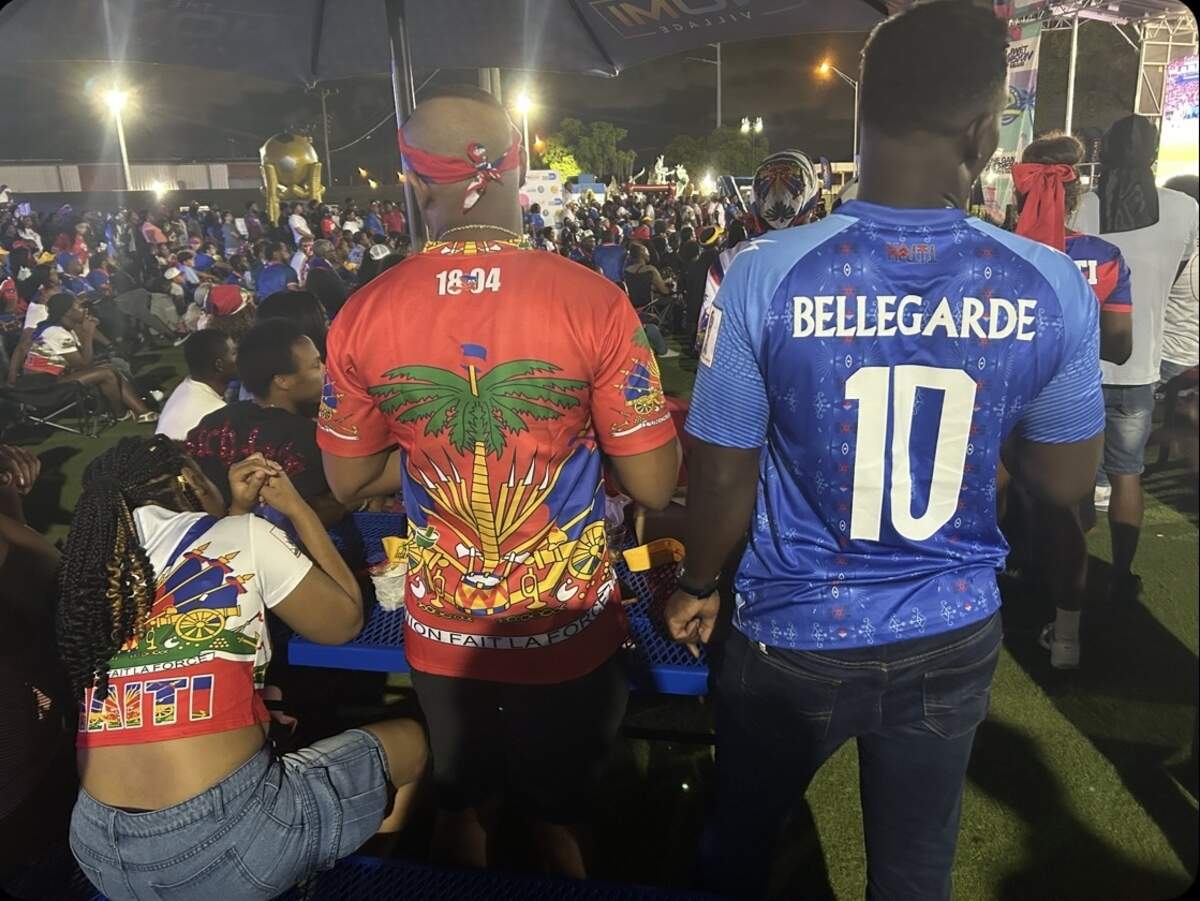 Haiti fans wore the jersey FIFA forced the team to alter just days before its World Cup opener.