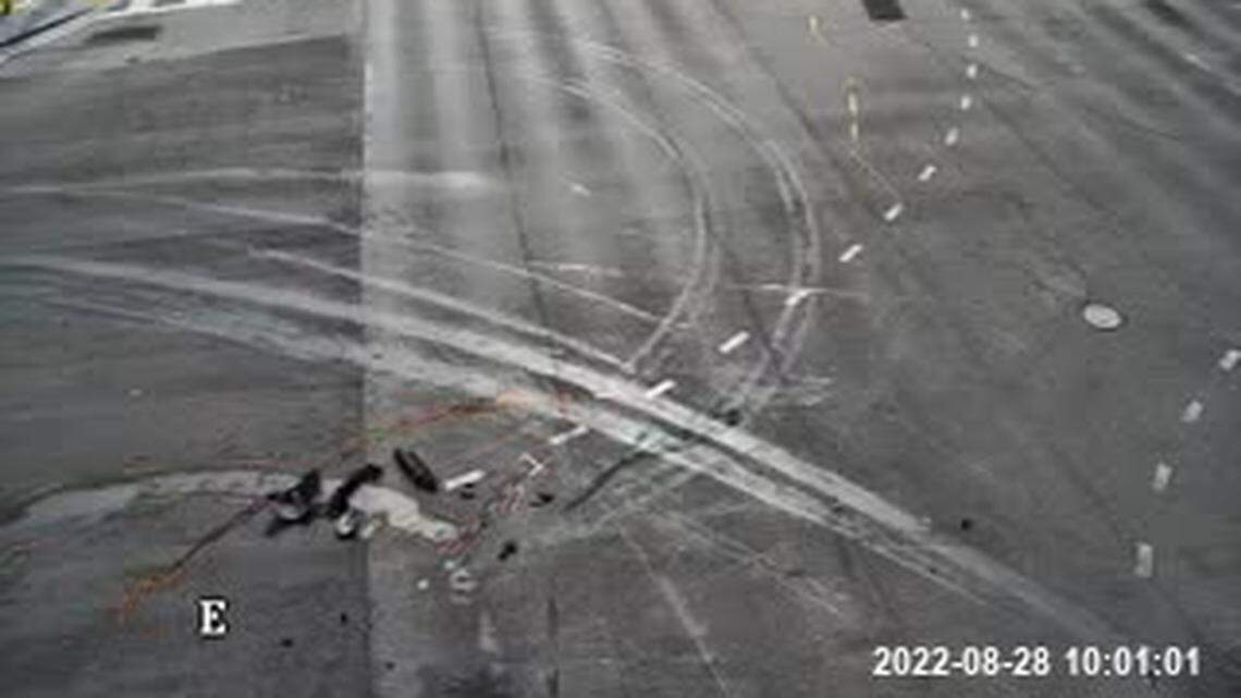 The wreckage at West Oakland Park and Powerline Road at 10 a.m. Sunday, Aug. 28, 2022.