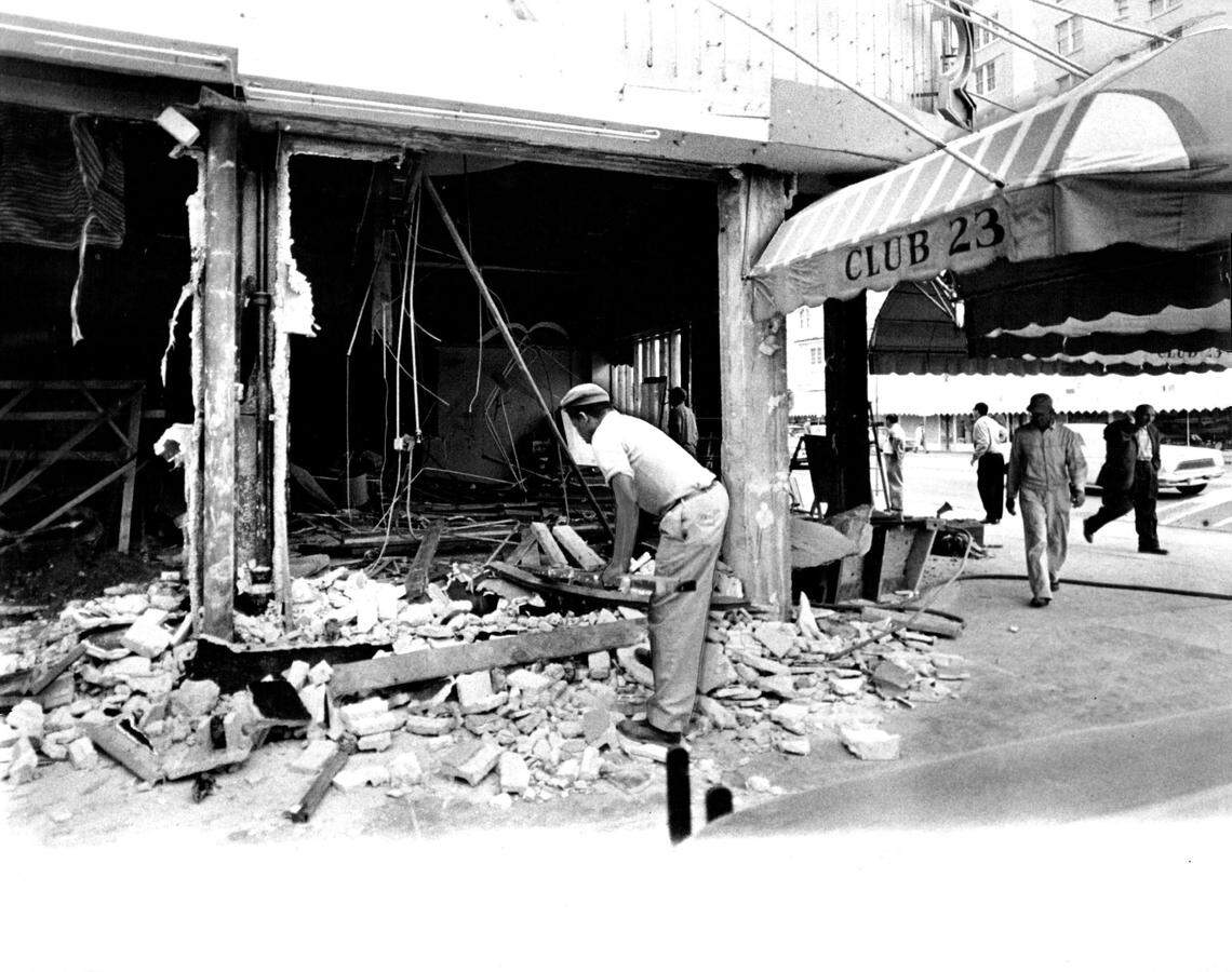 The remains of Club 23 on 23rd Street and Collins Avenue in Miami Beach in 1962.