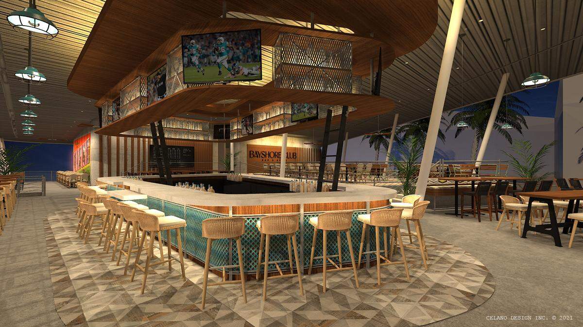 A rendering shows the 360-degree bar at Bayshore Club.