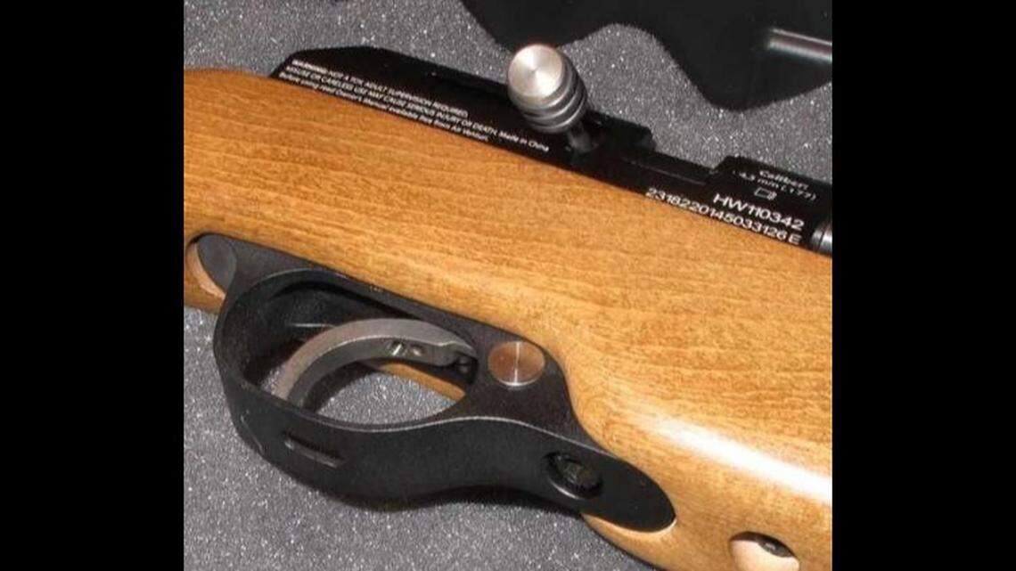 The DIANA Stormrider Gen 2 Air Rifle’s trigger with the whole in the trigger guard for adjustment of screws