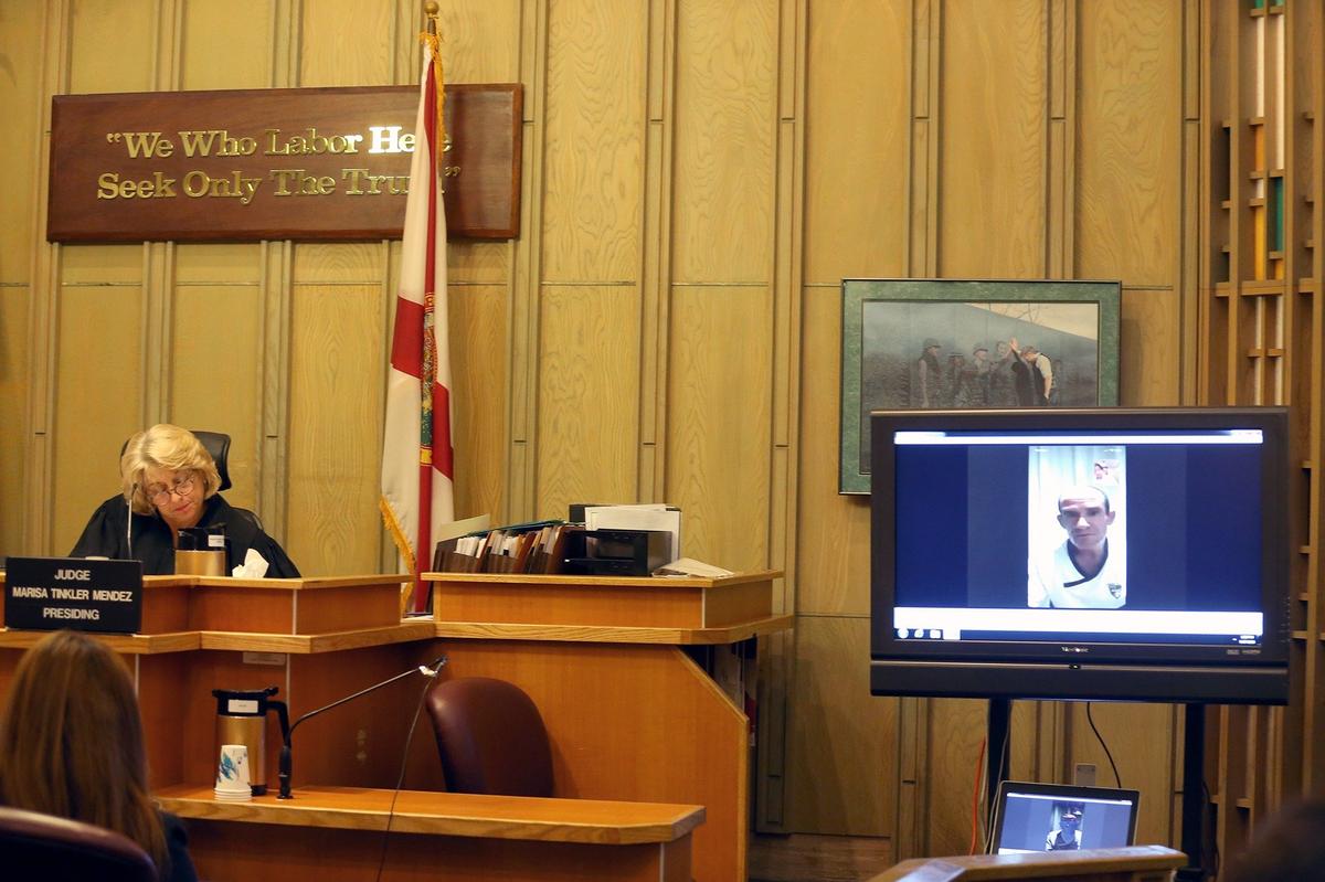 Miami-Dade Judge Marisa Tinkler Mendez listens to video testimony in a DUI manslaughter trial on August 17, 2018.