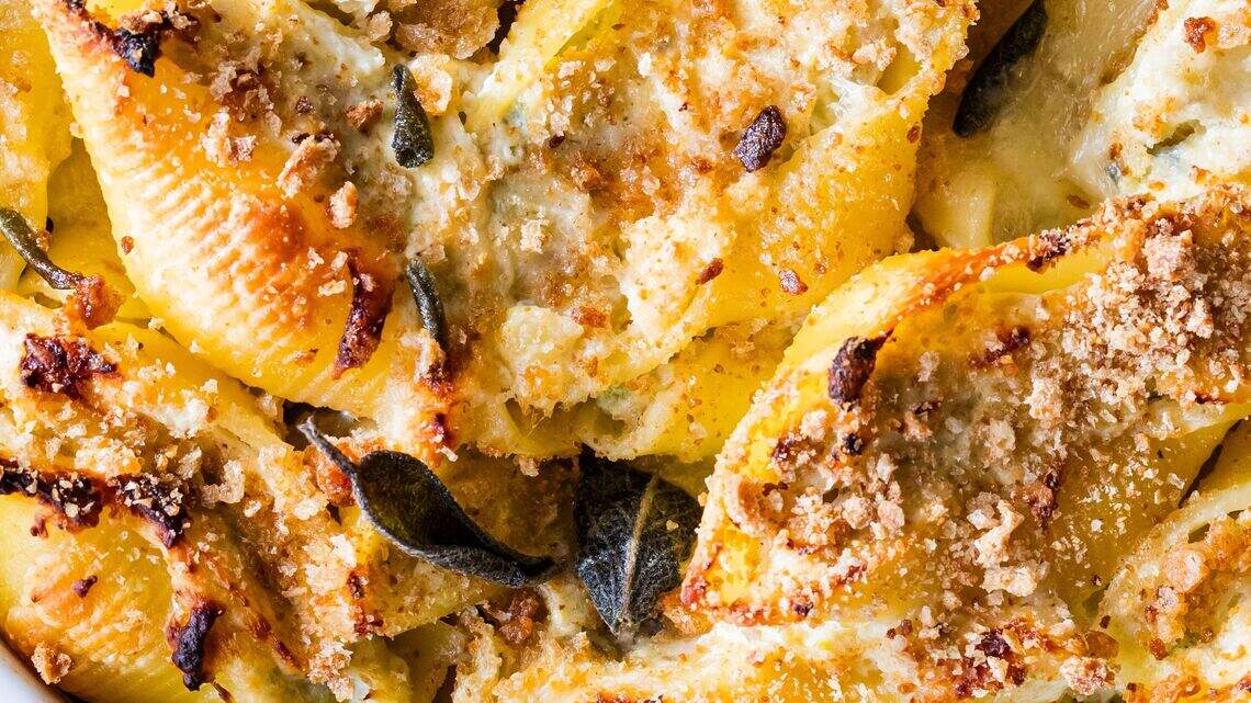 These ricotta and cauliflower stuffed shells feel indulgent and festive