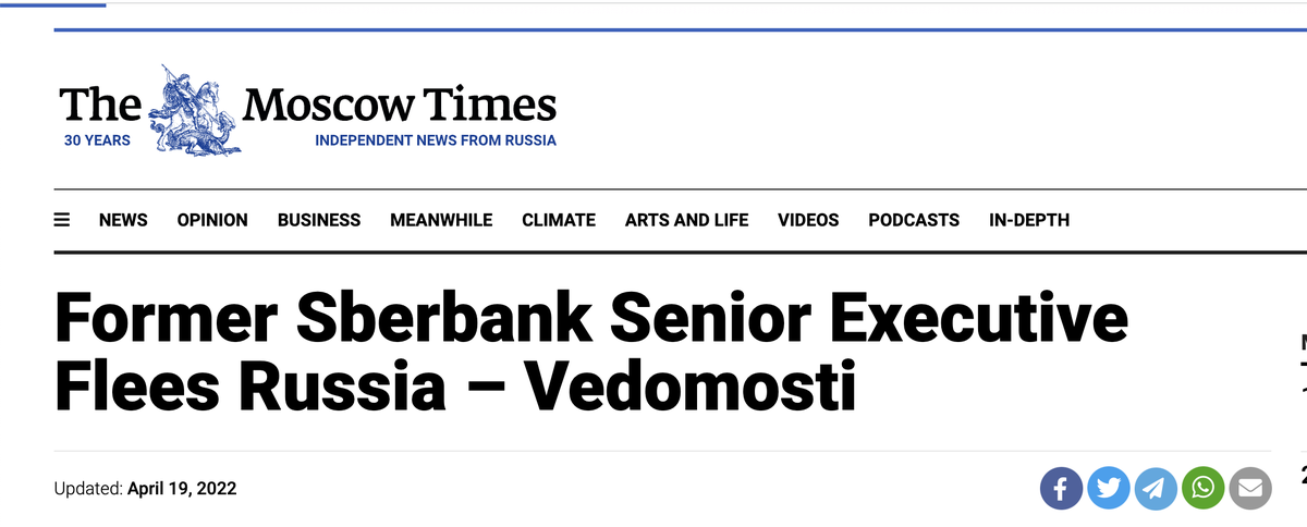 A headline from the Moscow Times