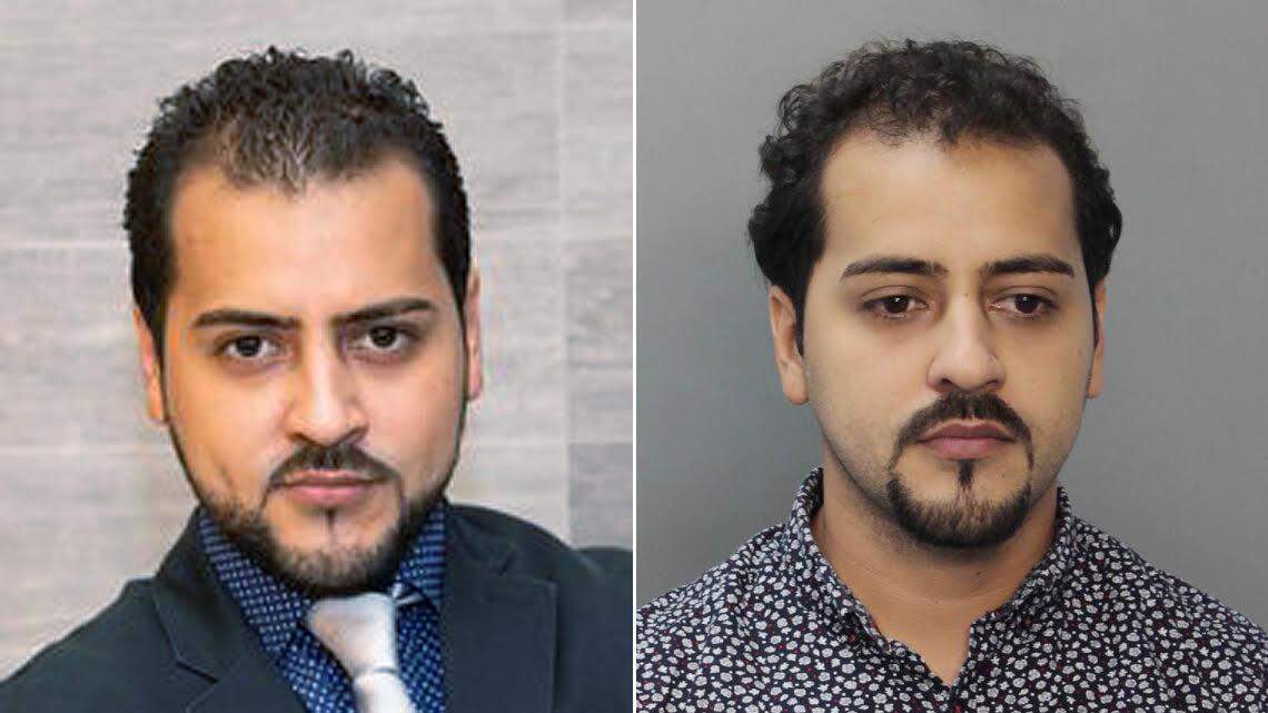 Sweetwater City Commission candidate Jose Mejia, pictured in a campaign photo and a jail mugshot, was arrested Friday and charged with cocaine trafficking.