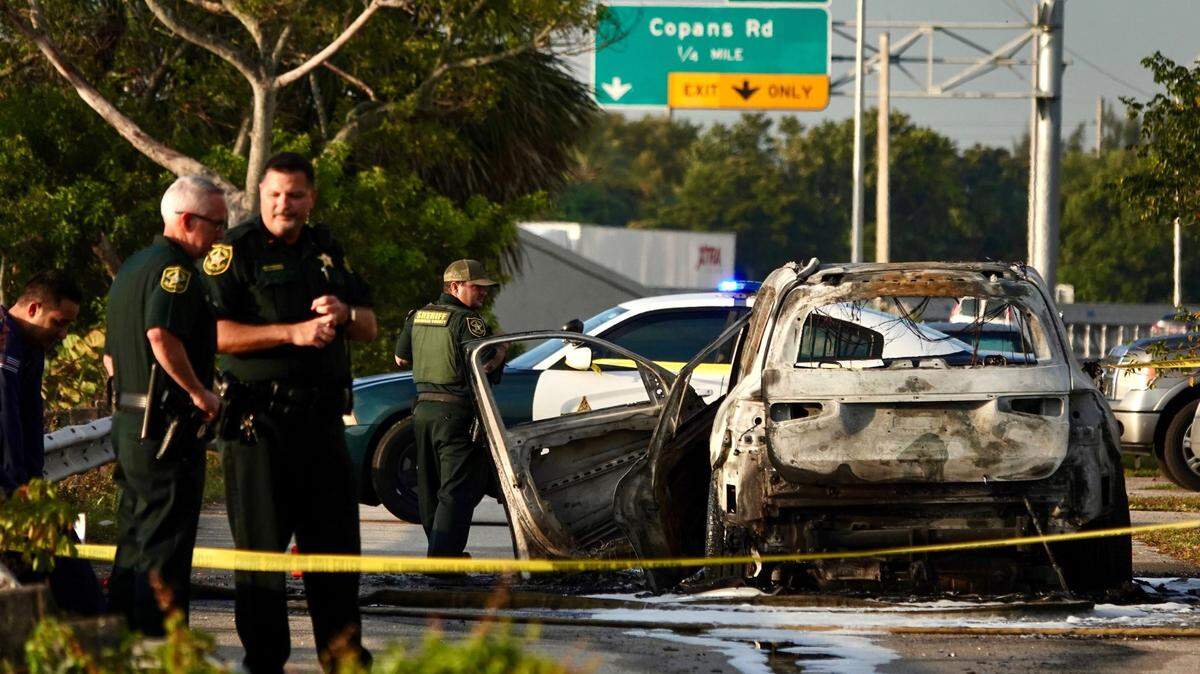 First responders extinguished a vehicle fire in Pompano Beach early Tuesday, March 28, 2023 and found a body inside a Mercedes-Benz SUV in the 3100 block of Northwest Second Terrace.