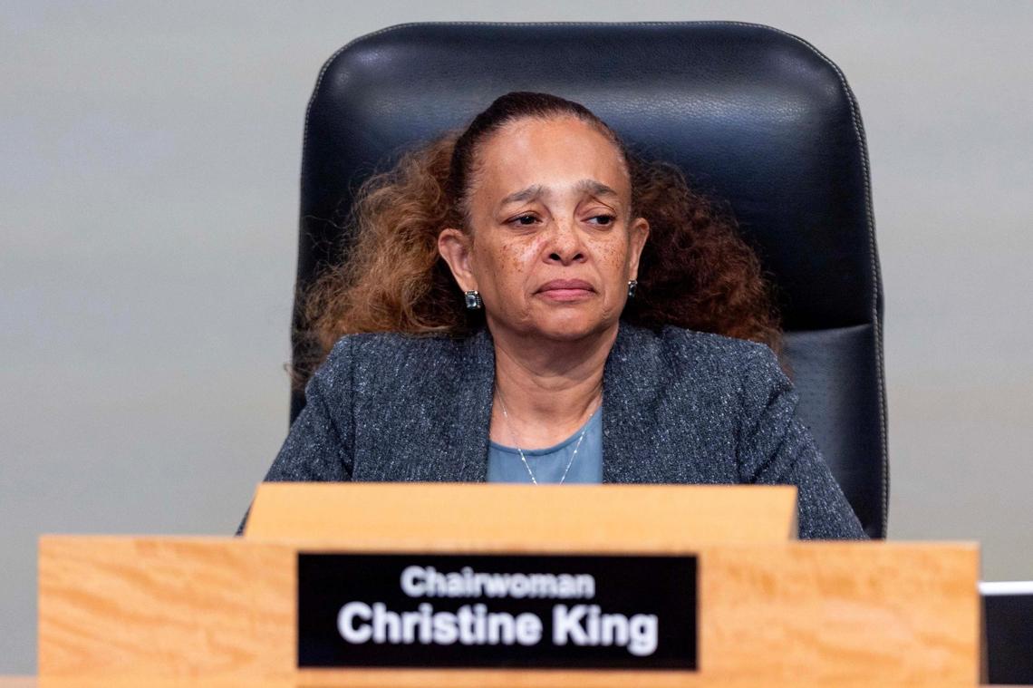 Chairwoman Christine King listens to public comment during a City Commission meeting on Tuesday, June 17, 2025, in Miami.