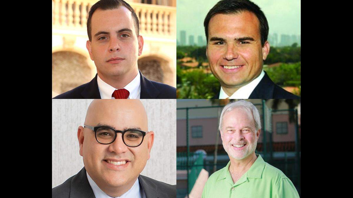 The Group Three race to replace mayoral candidate Patricia Keon has attracted four candidates — Javier Baños, Alex Bucelo, Kirk Menendez and Phillip “PJ” Mitchell.