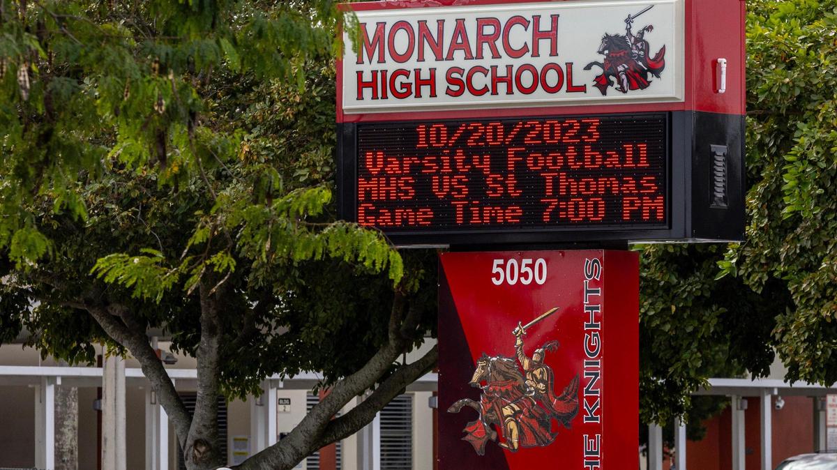 Monarch High School in Coconut Creek, Florida, on Tuesday, November 28, 2023.
