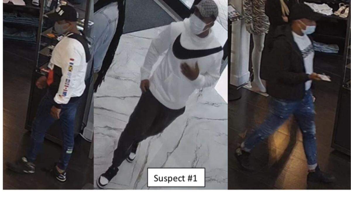 Fort Lauderdale police released still shots of security camera footage from several businesses along Los Olas Boulevard showing what they say are men who stole nearly $100,000 in merchandise from the stores.