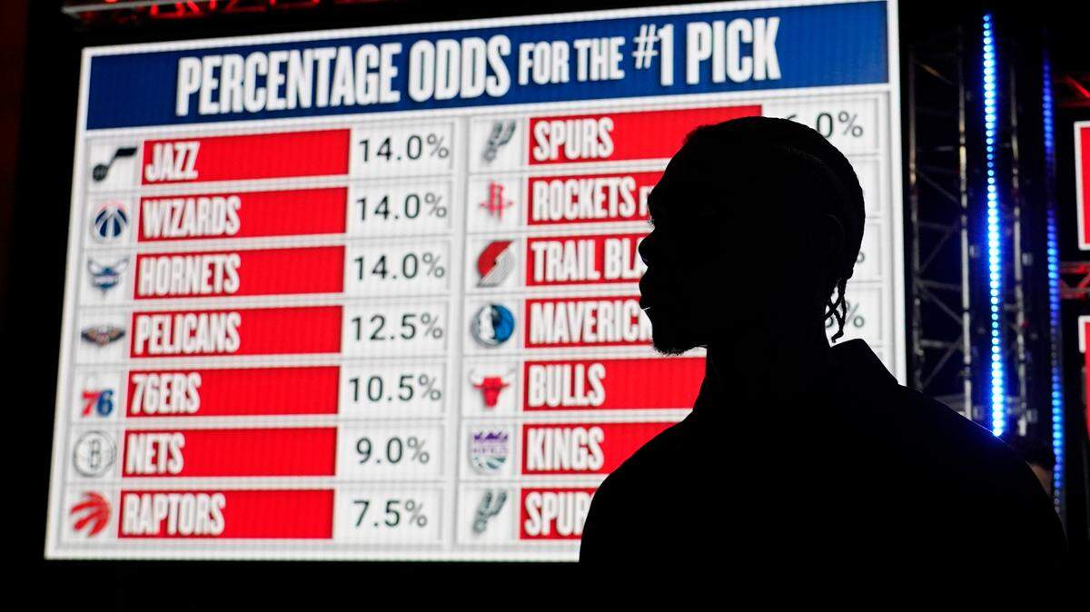 A draft prospect during the 2025 NBA Draft Lottery at McCormick Place.