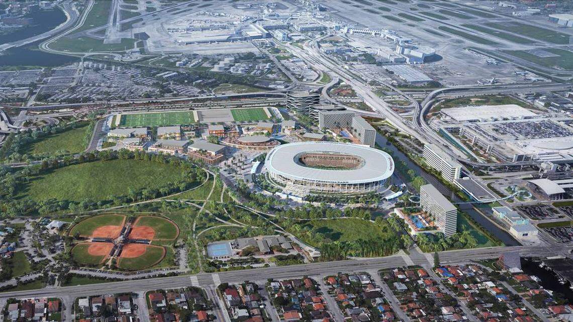 Rendering of Miami Freedom Park. The lease requires the 25,000-seat stadium and the adjacent park to be built first.