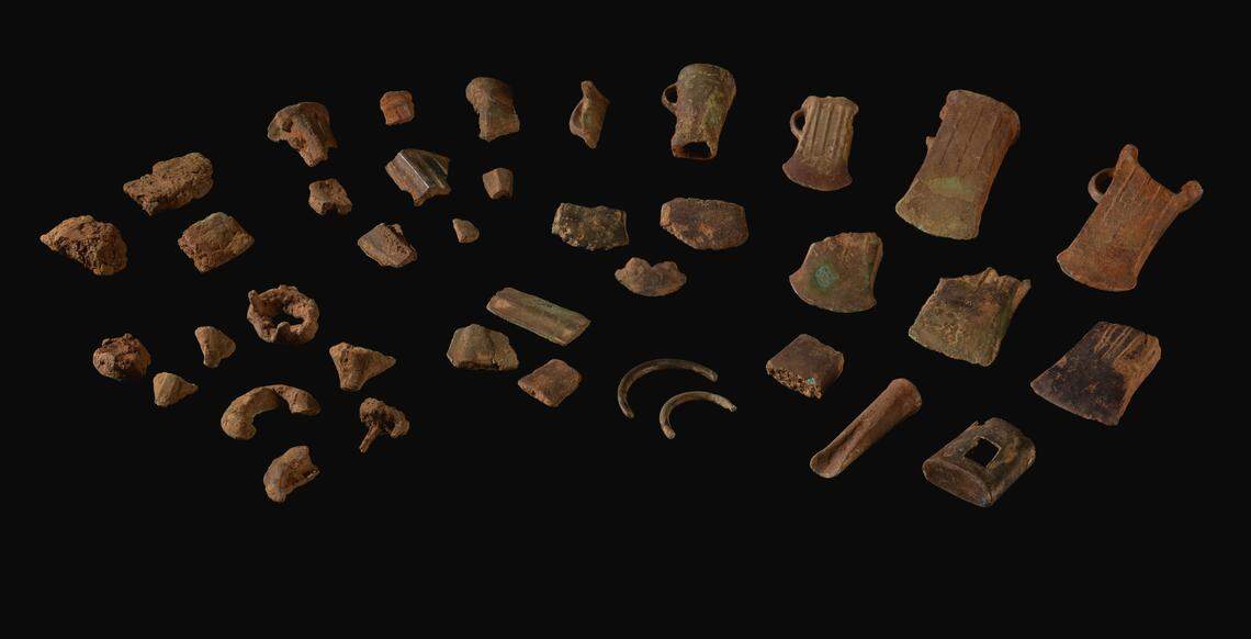 The ancient artifacts found in a field in Saint Fagans.