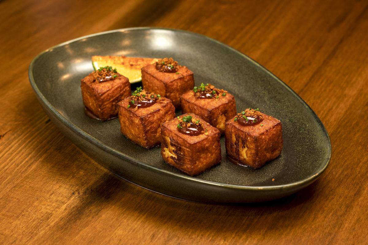 Crispy queso frito at the sneaker-themed Grails sports bar in Wynwood