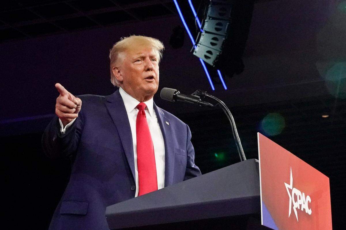 Former President Donald Trump speaks at the Conservative Political Action Conference (CPAC) Saturday, Feb. 26, 2022, in Orlando, Fla.