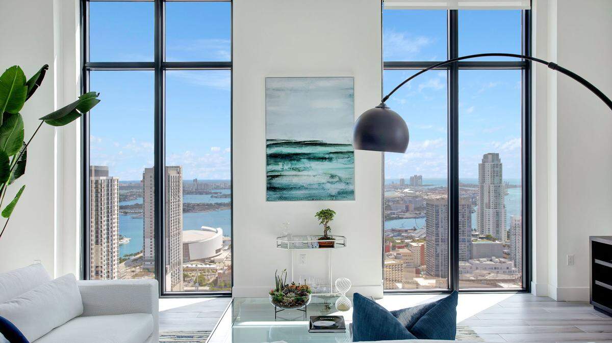 A penthouse unit on the 44th floor of ParkLine Miami, where the units are running from $4,120 per month to $13,565 per month. 