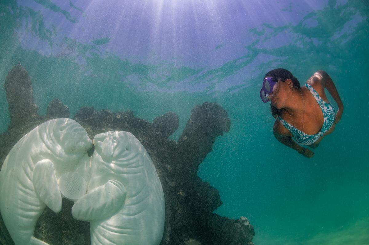 Snorkel through sculpture and sea life at Hollywood Beach’s new underwater art reef, part of the 1000 Mermaids Artificial Reef Project.