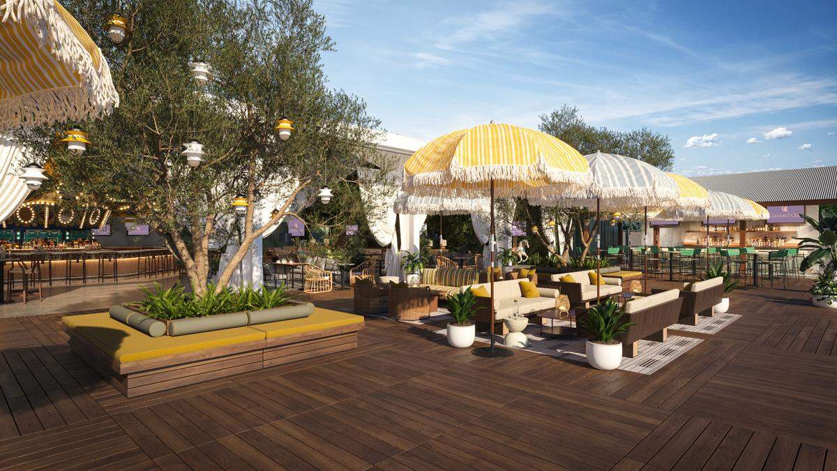 The deck at Carousel Club at the Village of Gulfstream Park in Hallandale Beach.
