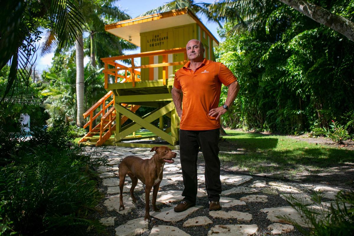 Nick Molina, the founder of Hungry Bark, works from his home in Miami, Florida, on Oct. 6, 2020. Molina’s startup is designed to help dogs reach their peak performance by personalizing dog food for them.