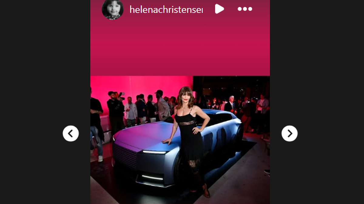 Helena Christensen at the Jaguar unveiling for Miami Art Week at Jungle Plaza downtown