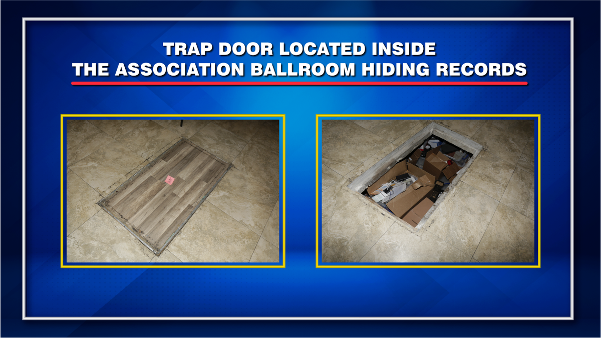 Photo of trap door where records were found.