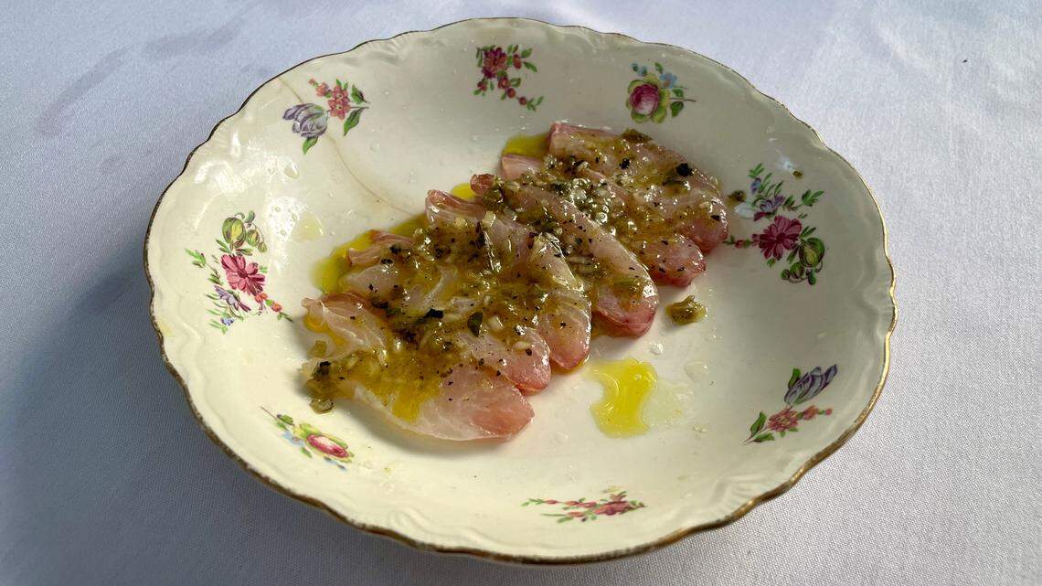 Wahoo crudo at Sunny’s Steakhouse