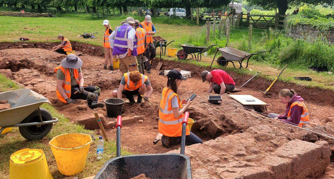 The students and volunteers dug tester holes and trenches before the manor was discovered.