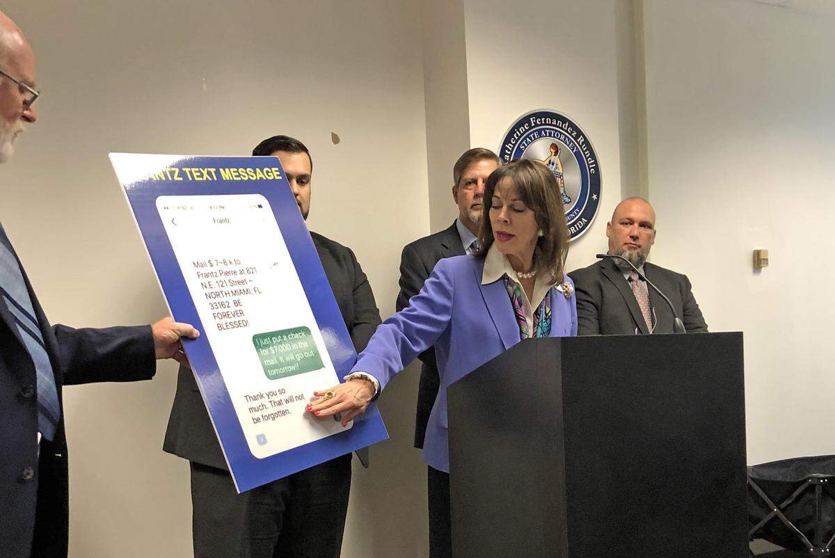 Miami-Dade State Attorney Kathy Fernandez Rundle details the investigation of North Miami Beach Commissioner Frantz Pierre in a press conference Wednesday.