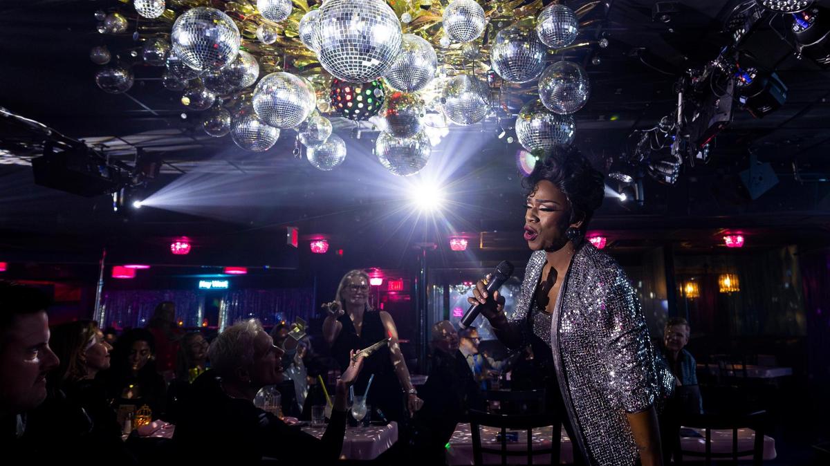 Drag queen Asheeria Pryce performs as Gladys Knight during a celebrity impersonation show at Aquaplex on Thursday, Jan. 23, 2025, in Fort Lauderdale, Fla. Aquaplex, formerly known as Lips, offers guests a variety of drag shows along with food and drinks.