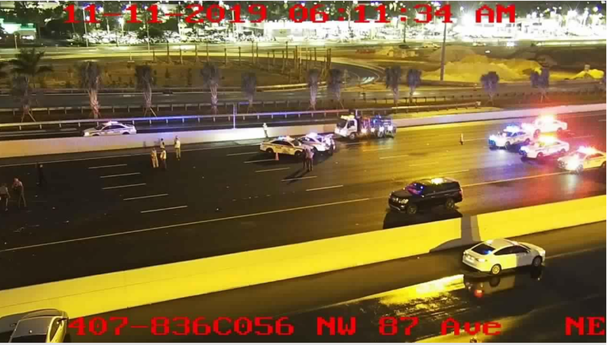 The “major” crash happened along the westbound lanes of the Dolphin Expressway near Northwest 87th Avenue in Doral early Monday, according to Florida Department of Transportation’s Traffic Cameras database.