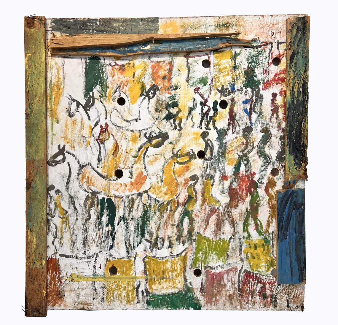 “Good Bread Alley”(1978), mixed media on wood, by Purvis Young (1943–2010).