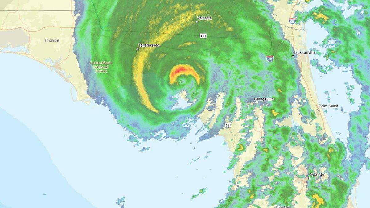 As of 8 a.m, radar from the National Weather Service showed Category 3 Hurricane Idalia just after it made landfall in the Big Bend region.