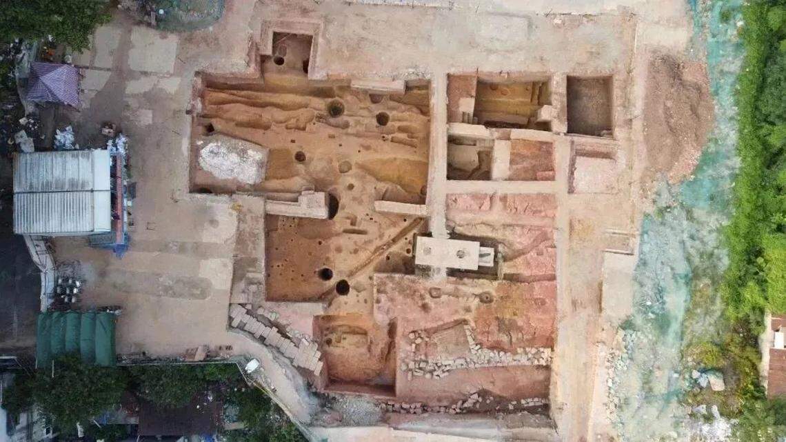 The massive excavation site was unearthed during construction on a hospital.