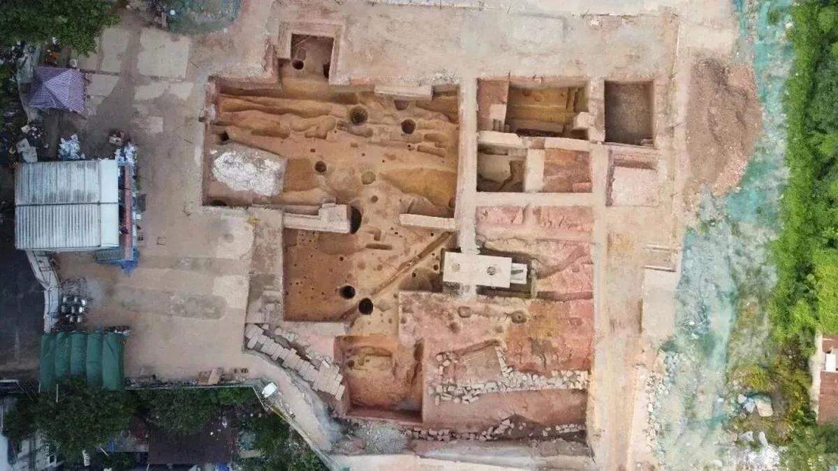 The massive excavation site was unearthed during construction on a hospital.