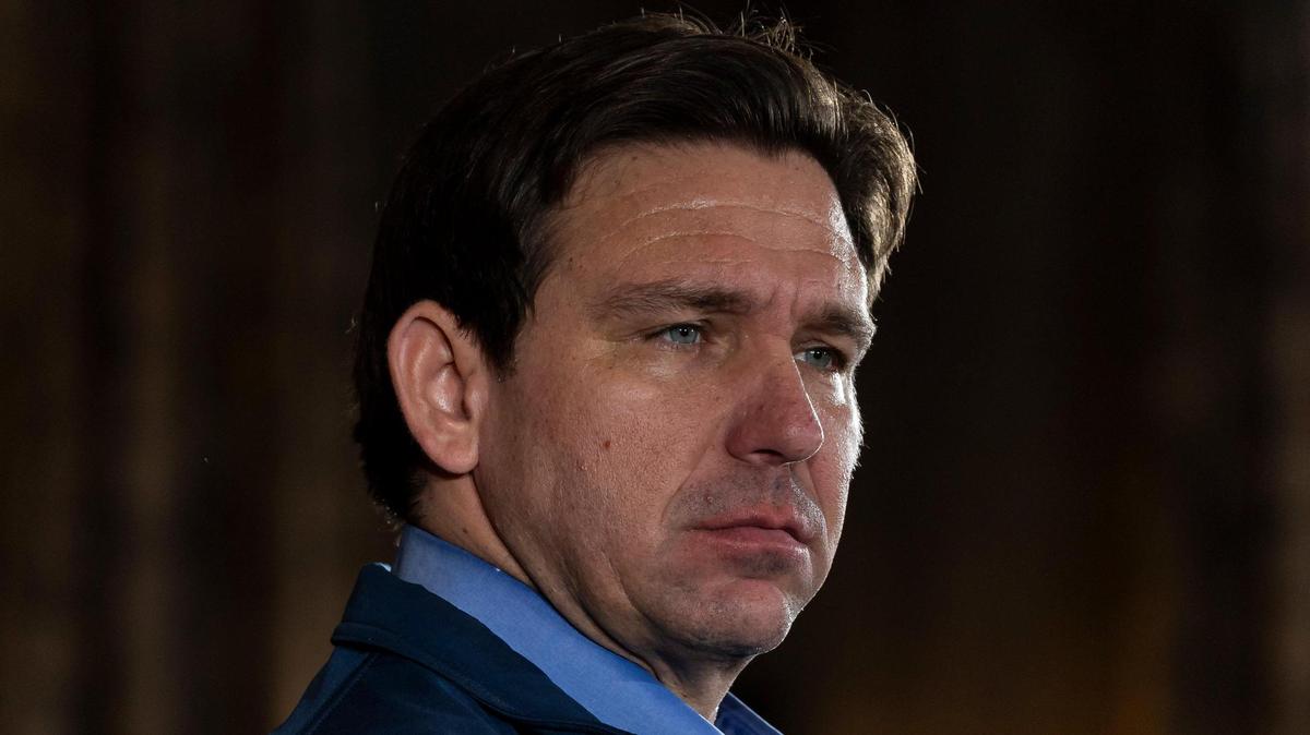 Florida Governor Ron DeSantis listens during a town hall at the LaBelle Winery on Tuesday, Jan. 17, 2024, in Derry, New Hampshire. After placing second in the Iowa Caucuses, DeSantis faces an uphill climb in the New Hampshire primary.
