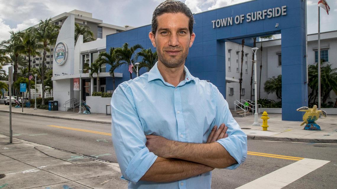 Surfside Mayor Shlomo Danzinger poses in front of Town Hall on March 23, 2022.