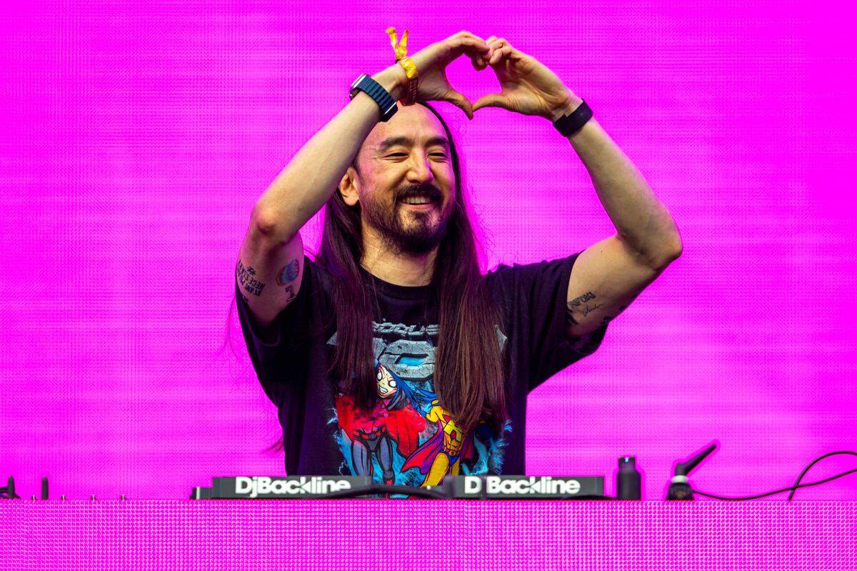 American DJ Steve Aoki performs on Main Stage during Day 2 of Ultra 2024 at Bayfront Park in Downtown Miami on Saturday, March 23, 2024.